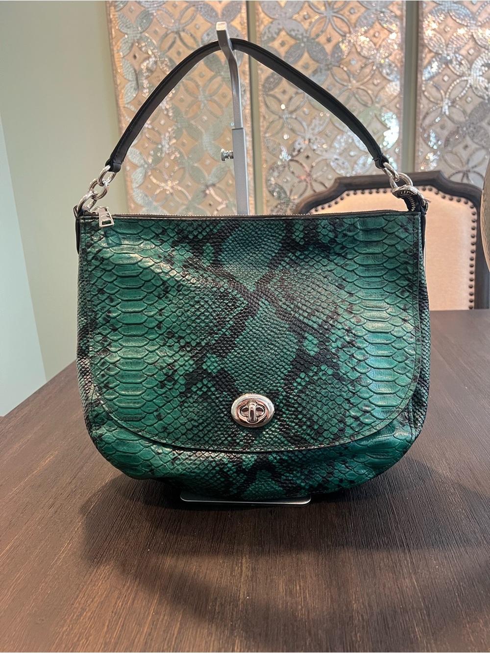 Coach TurnLock Snake Embossed Bag